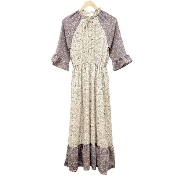 Orange Creek Maxi Dress Size Small Lavender Cream Prairie Floral Cottagecore - Picture 2 of 11